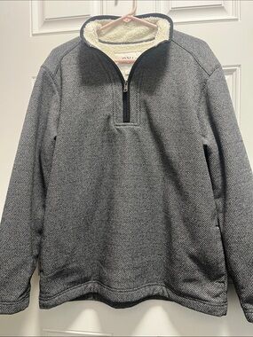 Orvis Gray Quarter-Zip Sherpa Lined Pullover